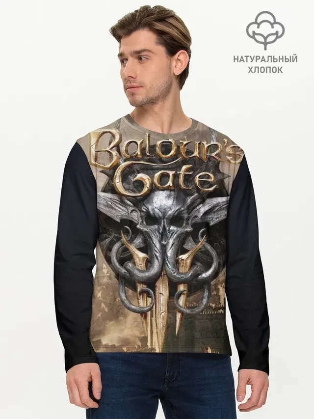 Мужской лонгслив базовый с принтом «Baldur’s Gate — baldurs gate 3»