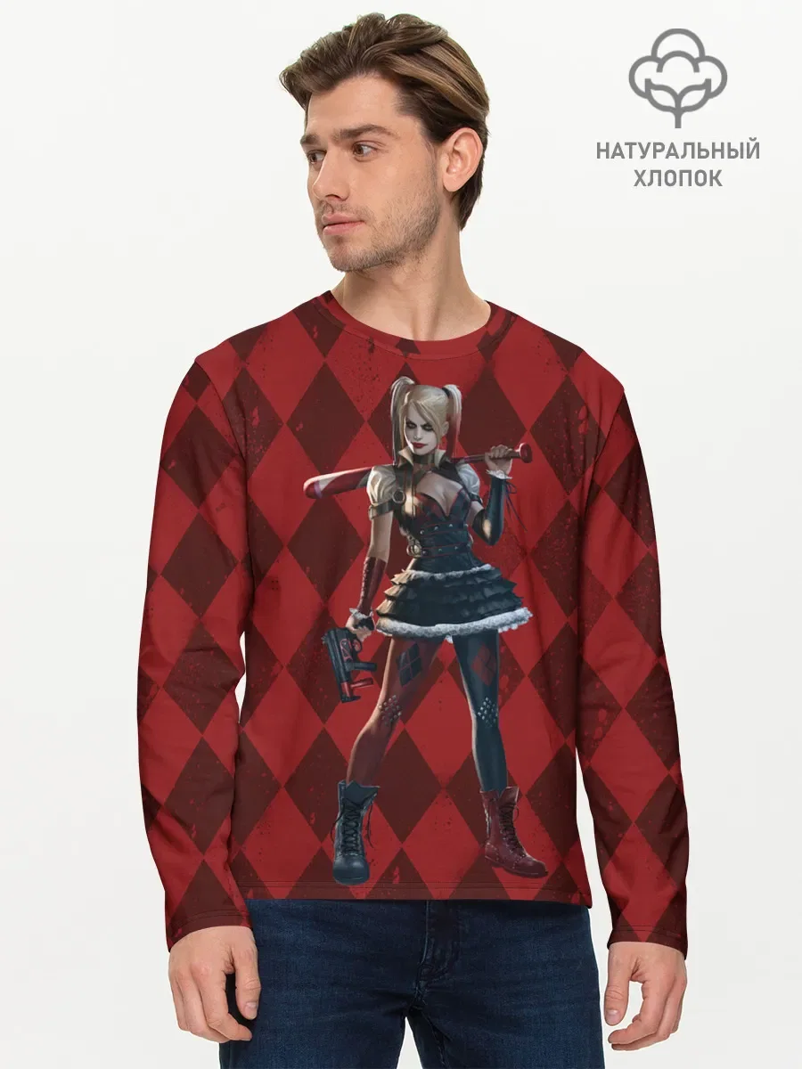 Мужской хлопковый лонгслив «Harley Quinn» — принт крупно