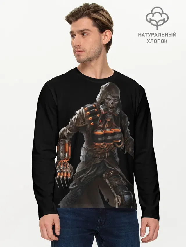 Мужской лонгслив базовый с принтом «Batman Arkham Knight — Scarecrow»