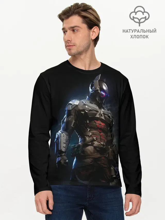 Мужской лонгслив базовый с принтом «Batman Arkham Knight»