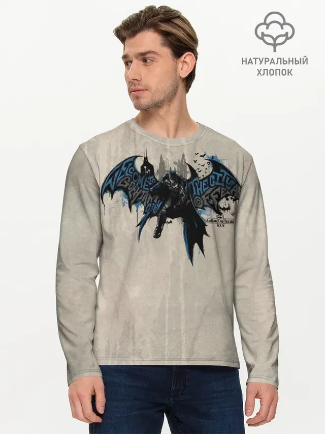 Мужской лонгслив базовый с принтом «Batman Arkham Knight»