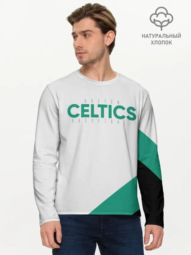 Мужской лонгслив базовый с принтом «НБА — BOSTON CELTICS»