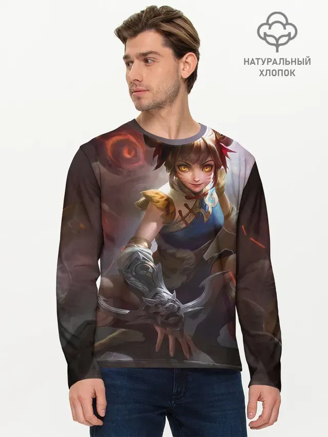 Мужской лонгслив базовый с принтом «Разные игры — mobile legends»