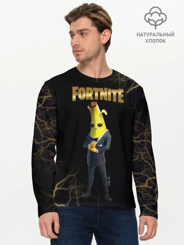 Мужской лонгслив базовый с принтом «Фортнайт — Peely Fortnite»