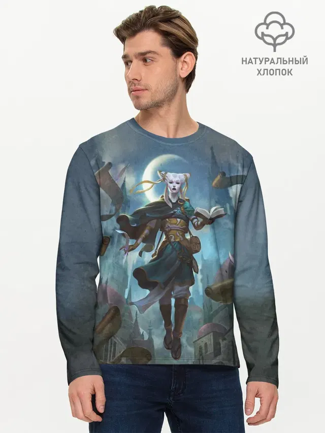Мужской лонгслив базовый с принтом «Magic:The Gathering — Tamiyo»