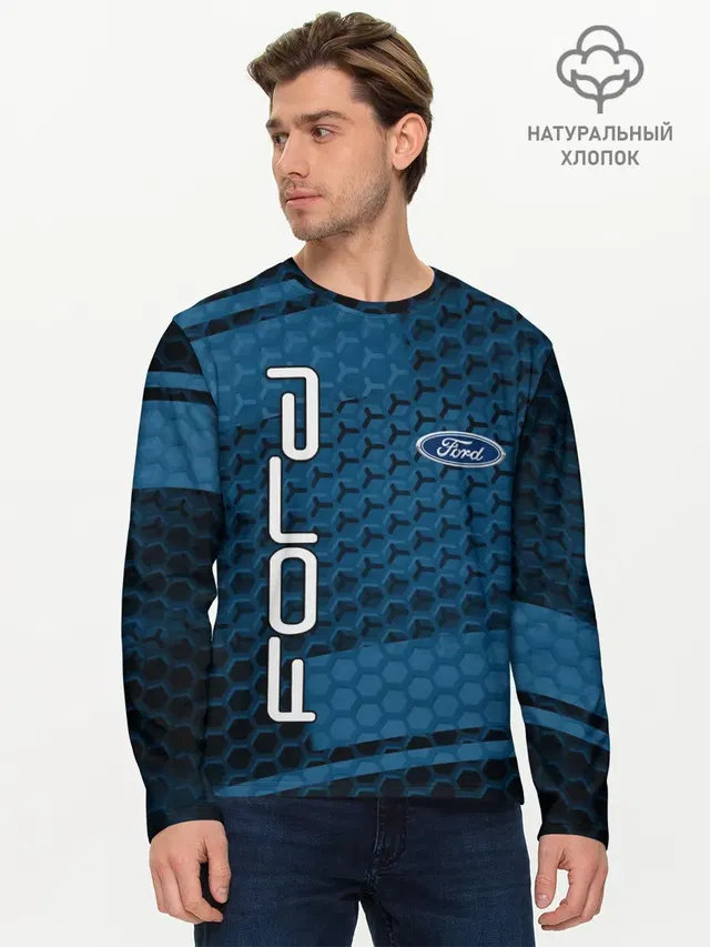 Мужской лонгслив базовый с принтом «Ford»