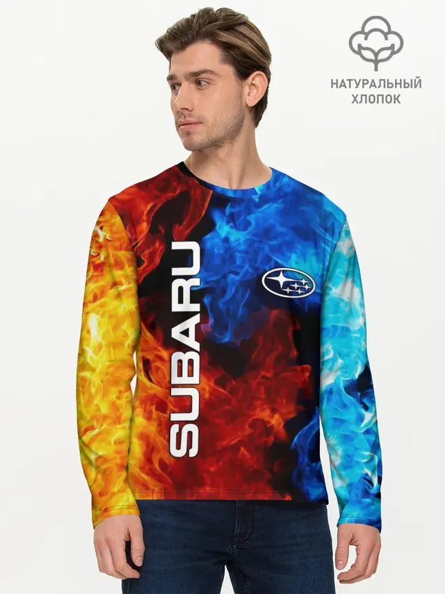 Мужской лонгслив базовый с принтом «Subaru»