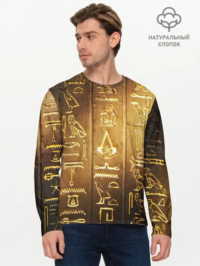 Мужской лонгслив базовый с принтом «ASSASSINS CREED l ORIGINS»