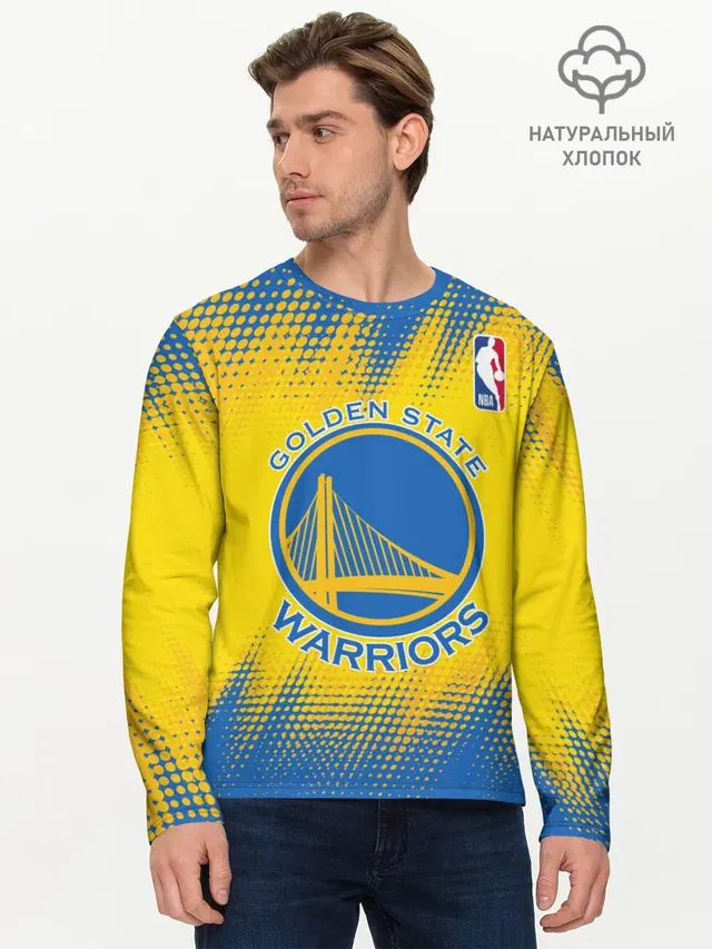 Мужской лонгслив базовый с принтом «НБА — Golden State Warriors»