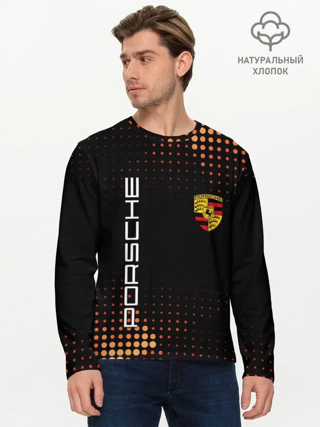 Мужской лонгслив базовый с принтом «Porsche»