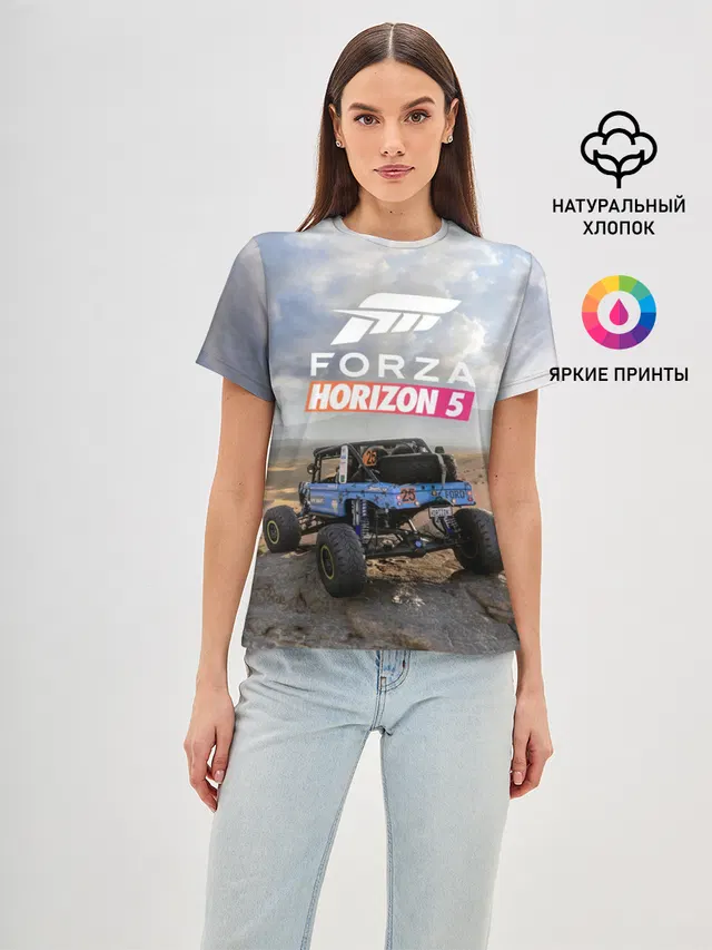 Женская базовая футболка с принтом «Forza Horizon — Forza Horizon 5»