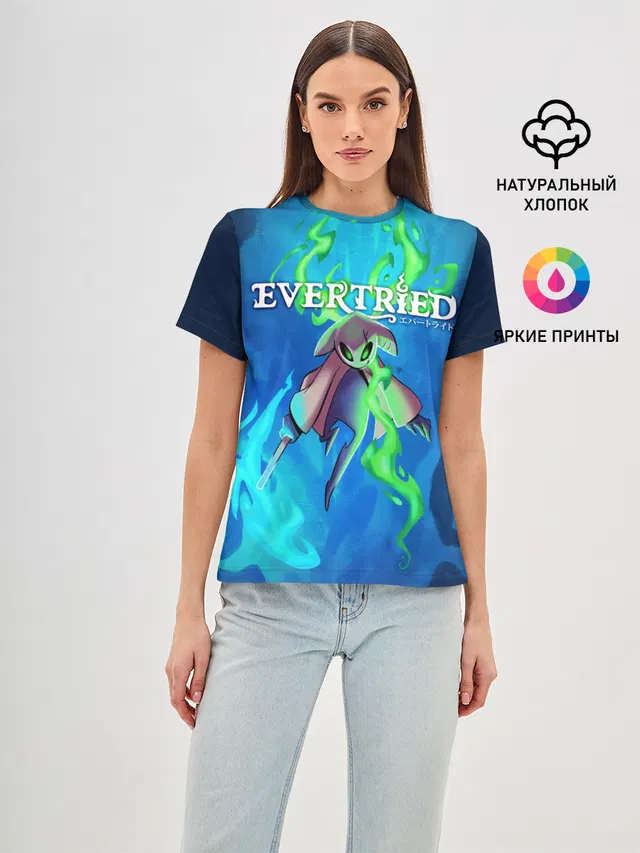 Женская базовая футболка с принтом «Evertried Ролевая Игра»