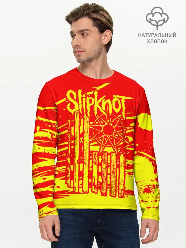 Мужской лонгслив базовый с принтом «Slipknot star»