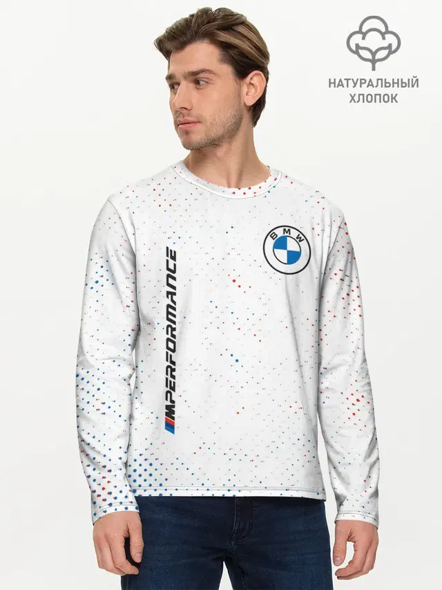 Мужской лонгслив базовый с принтом «BMW»