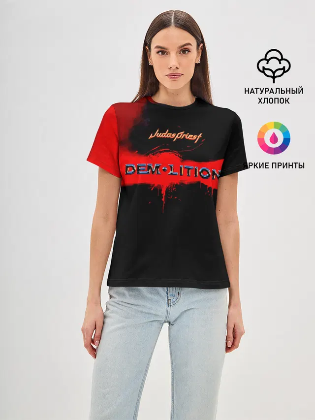 Женская базовая футболка с принтом «Demolition - Judas Priest»