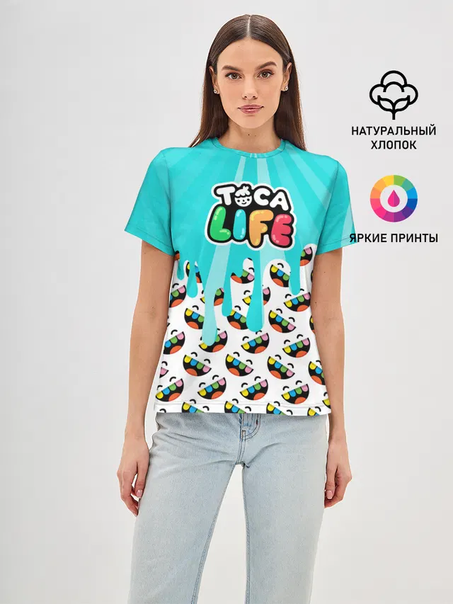 Женская базовая футболка с принтом «Toca Boca — TOGA LIFE»