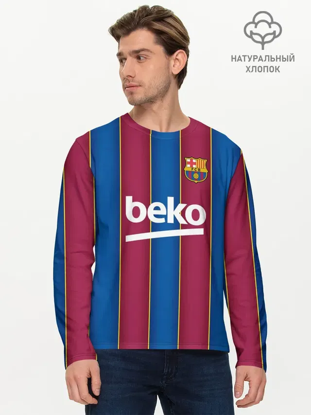 Мужской лонгслив базовый с принтом «Барселона — FC Barcelona 20/21»