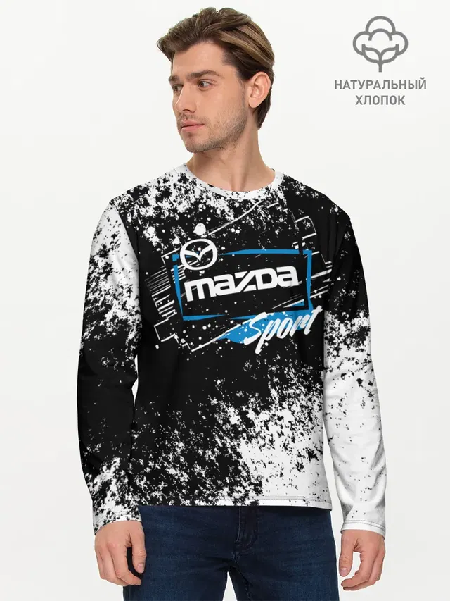 Мужской лонгслив базовый с принтом «Mazda — MAZDA SPORT»