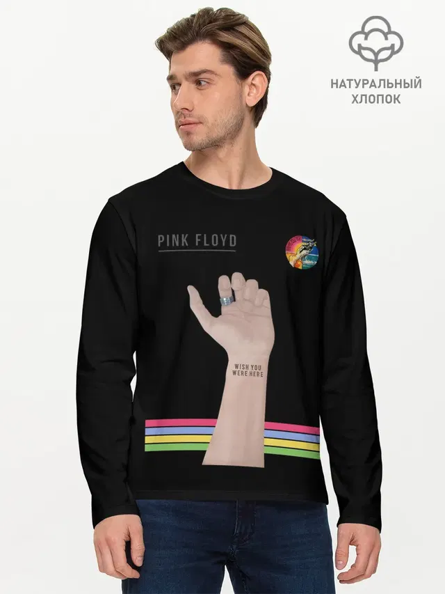 Мужской лонгслив базовый с принтом «Pink Floyd»