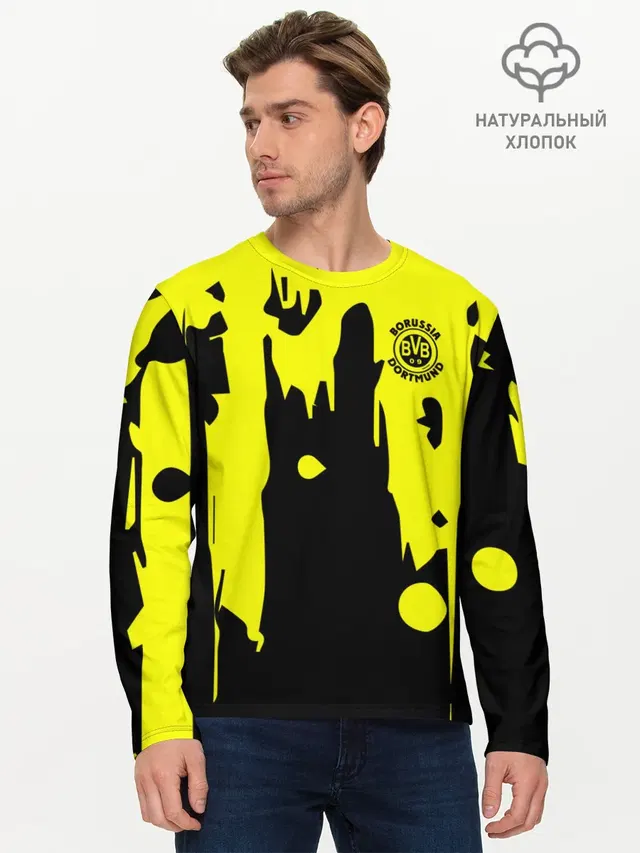 Мужской лонгслив базовый с принтом «Abstract background — FC Borussia»