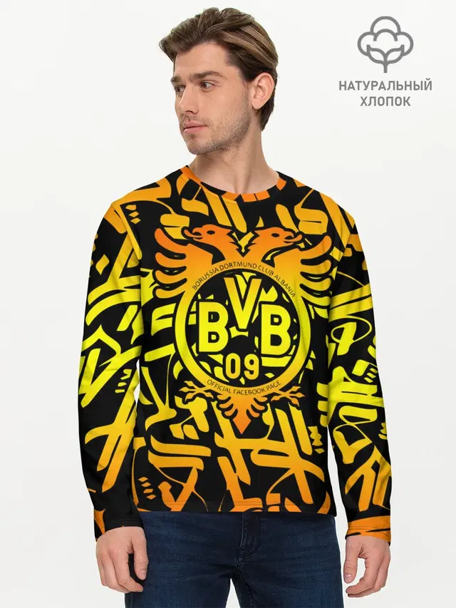 Мужской лонгслив базовый с принтом «Double-headed eagle — FC Borussia»