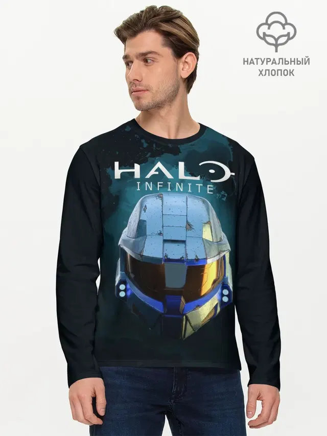 Мужской лонгслив базовый с принтом «Halo — Halo Infinite»