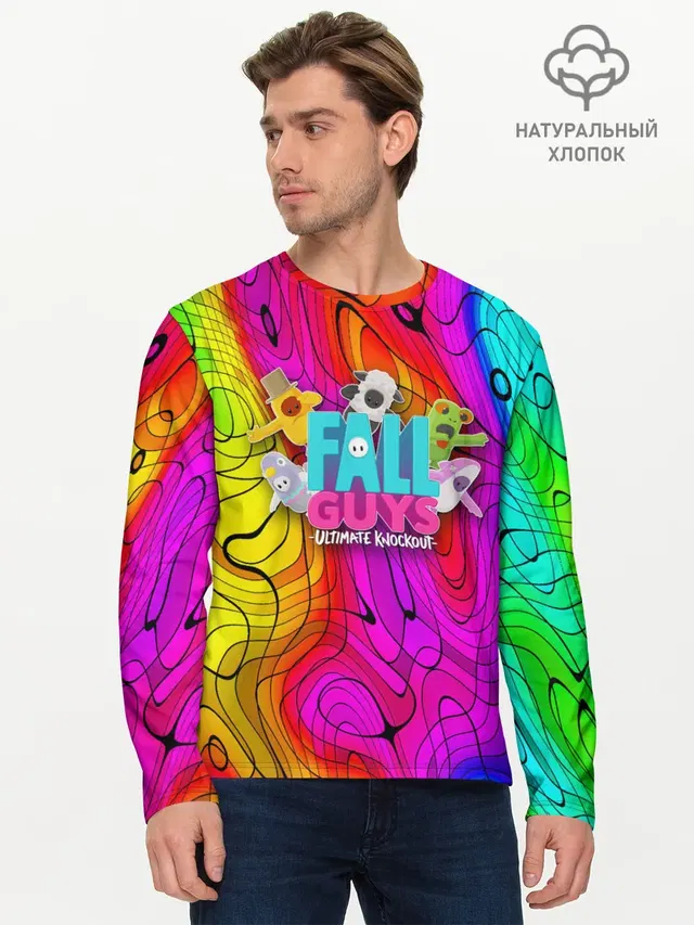 Мужской лонгслив базовый с принтом «Fall Guys»