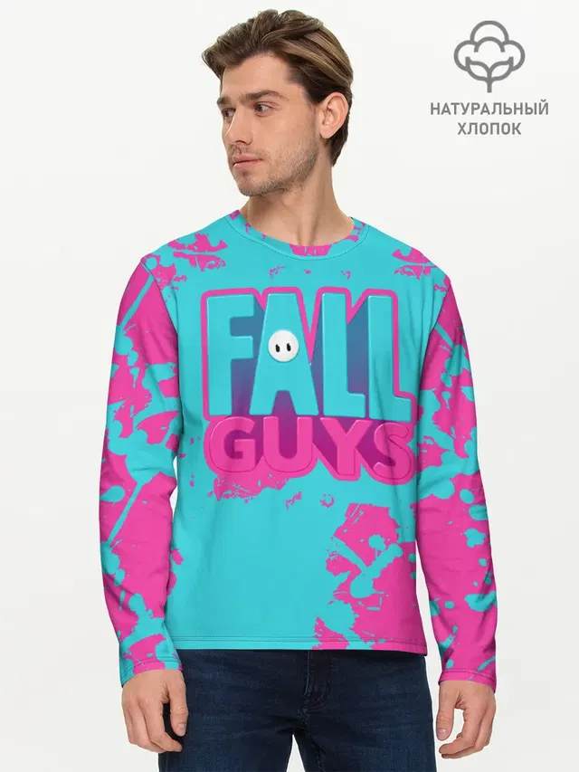 Мужской лонгслив базовый с принтом «Fall Guys — Fall Guys: Ultimate Knockout»