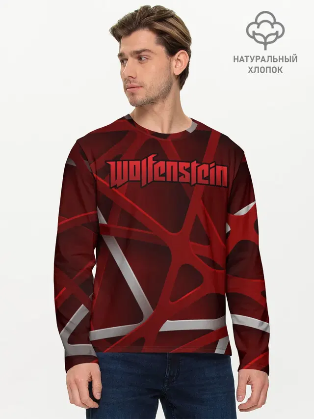 Мужской лонгслив базовый с принтом «Wolfenstein»