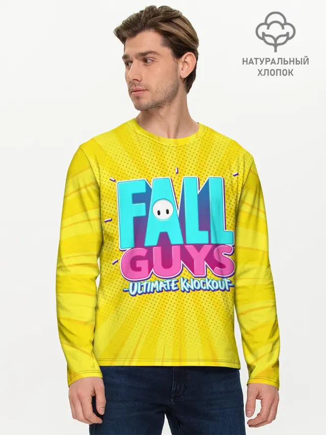 Мужской лонгслив базовый с принтом «Fall Guys»