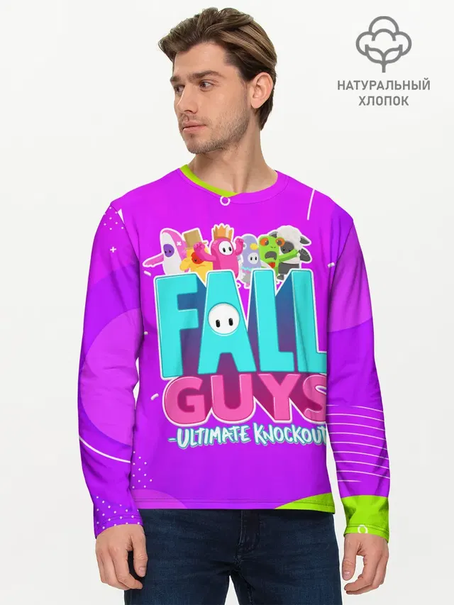 Мужской лонгслив базовый с принтом «Fall Guys»