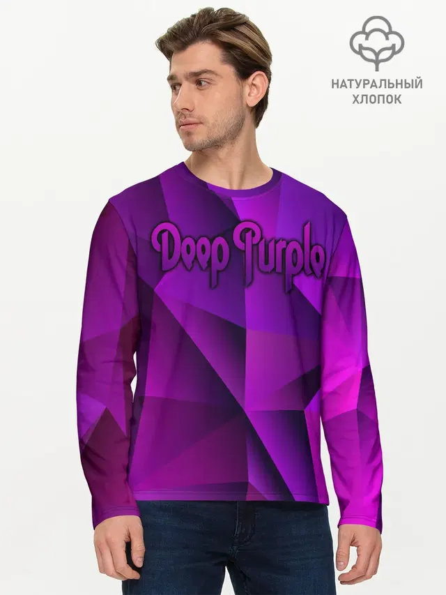 Мужской лонгслив базовый с принтом «Deep Purple band»