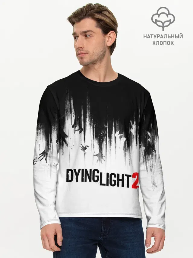 Мужской лонгслив базовый с принтом «Dying Light — Dying Light 2»