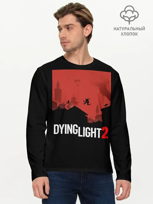 Мужской лонгслив базовый с принтом «Dying Light — Dying Light 2»