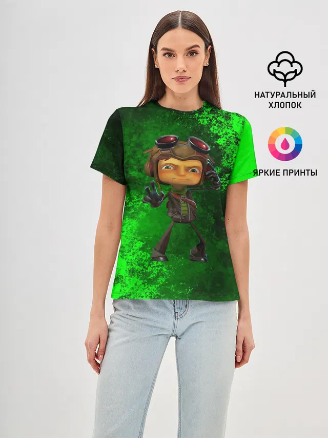 Женская базовая футболка с принтом «Psychonauts — Psychonauts 2 — Распутин»