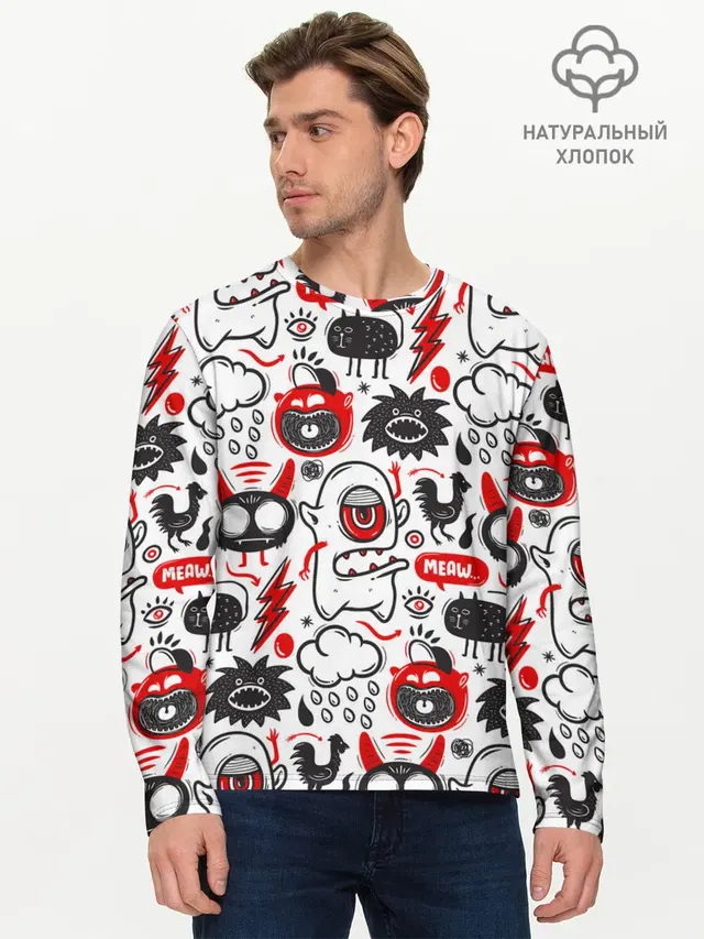 Мужской лонгслив базовый с принтом «Pop Art»