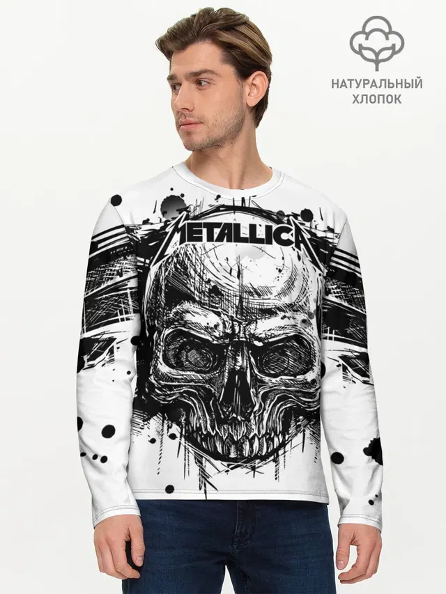 Мужской лонгслив базовый с принтом «Metallica»
