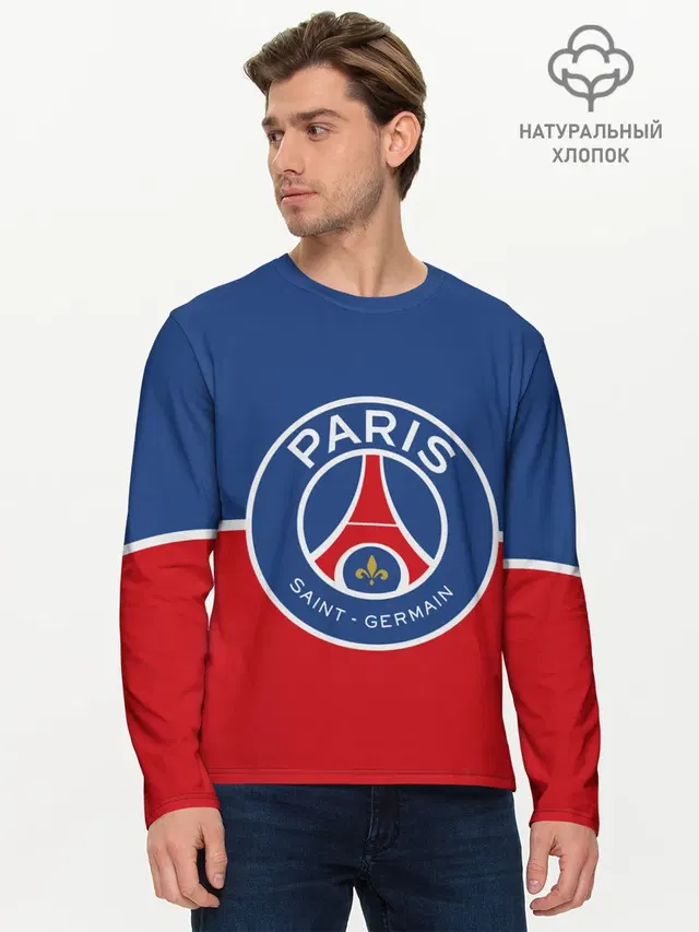 Мужской лонгслив базовый с принтом «ПСЖ — FC PSG»