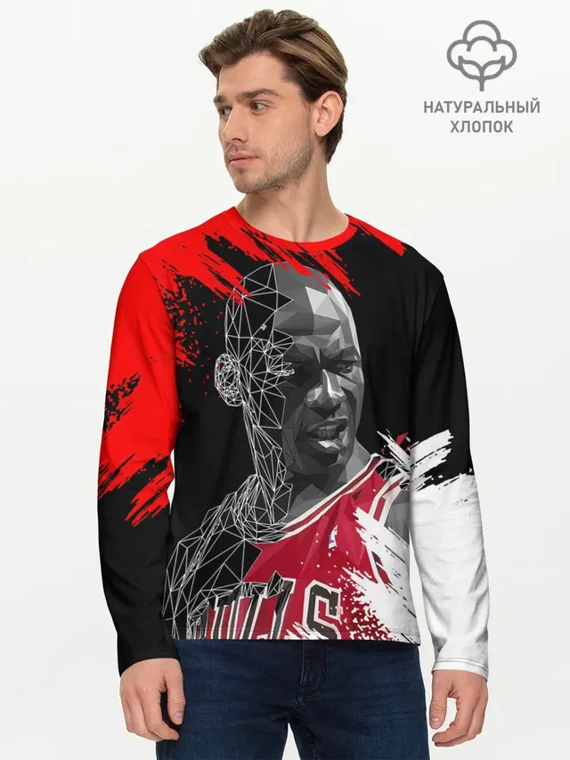 Мужской лонгслив базовый с принтом «НБА — MICHAEL JORDAN»