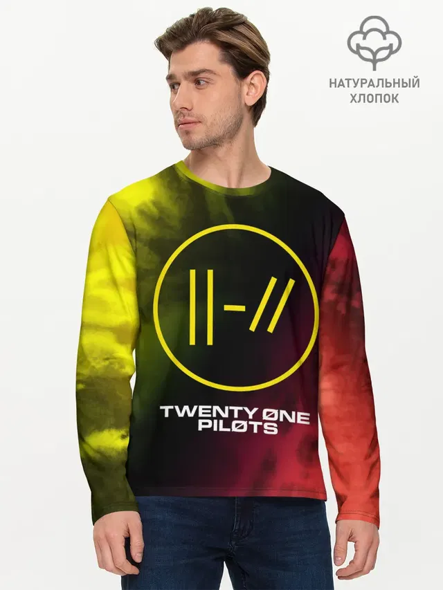 Мужской лонгслив базовый с принтом «Tie-dye — 21 PILOTS»