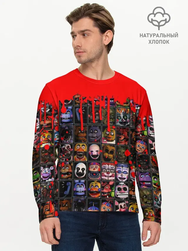 Мужской лонгслив базовый с принтом «Five Nights At Freddy\s»