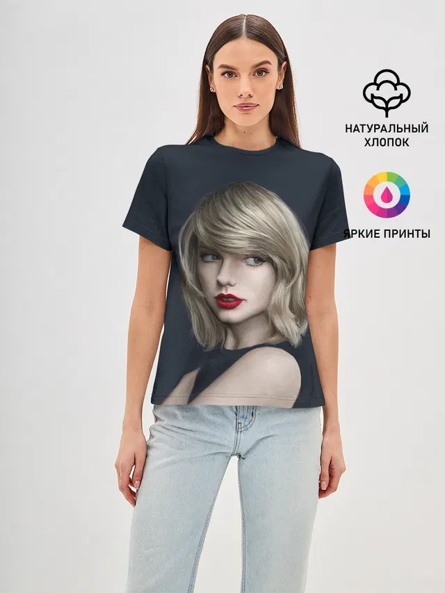 Женская базовая футболка с принтом «Taylor Swift — Горячая Тейлор»