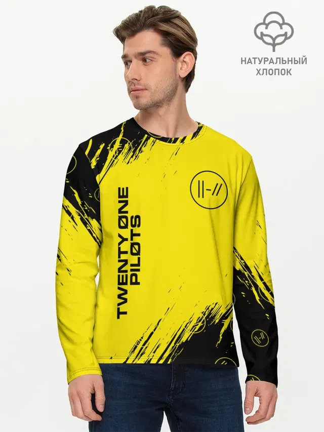Мужской лонгслив базовый с принтом «Brush stroke — 21 PILOTS»