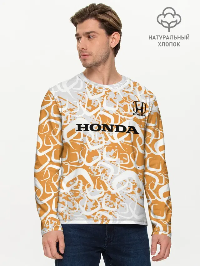 Мужской лонгслив базовый с принтом «Honda»