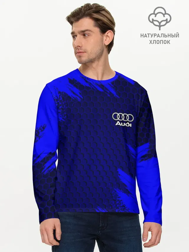 Мужской лонгслив базовый с принтом «Audi»