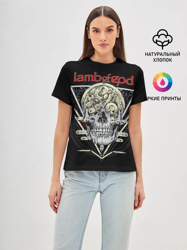 Женская базовая футболка с принтом «Lamb of God — Lamb of God, Legion: XX»