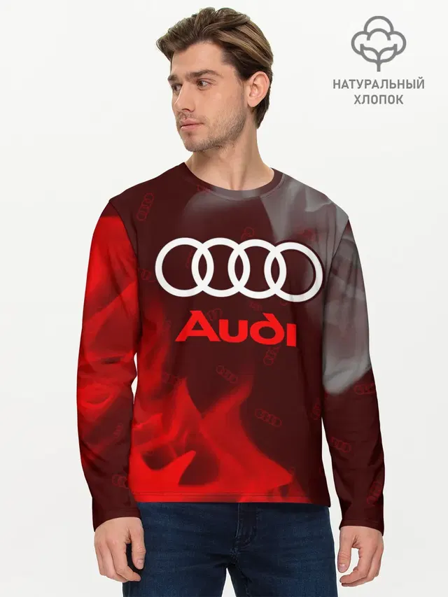 Мужской лонгслив базовый с принтом «Audi»