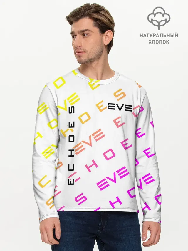 Мужской лонгслив базовый с принтом «EVE online — EVE ECHOES — ИВ ЭХО»