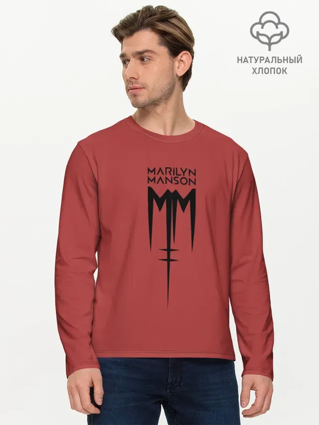 Мужской лонгслив базовый с принтом «Marilyn Manson»