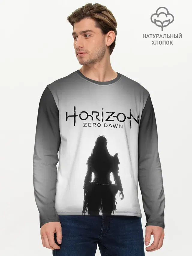 Мужской лонгслив базовый с принтом «Horizon Zero Dawn»